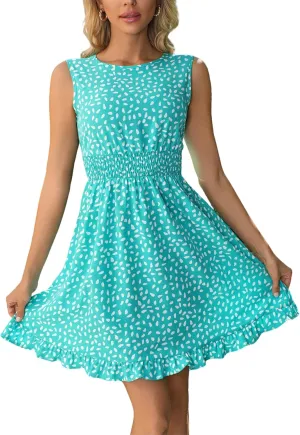 Dresses for Women White Lace Strappy Mini Dress, Sundress with Elastic Waist Sexy Summer Beach Dress for Vacation