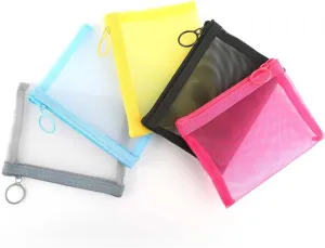 EASYFUN Mesh Zipper Bag Purse Organizer Pouches Makeup/Cosmetic Bag Travel Toiletry Bag Coin Pouch Daily Accessories