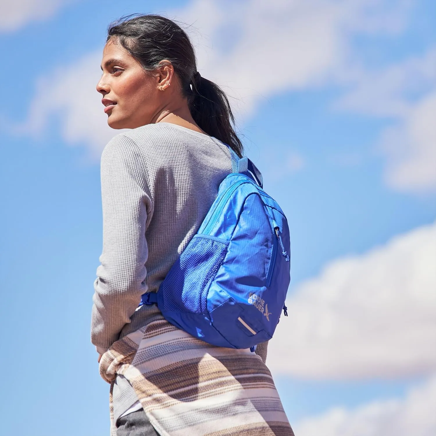 Eddie Bauer Stowaway Packable Sling Bag | Foldable | Travel | Outdoor | Lightweight | Compact | Everyday Carry | Ripstop Nylon | 10L - Coast Blue