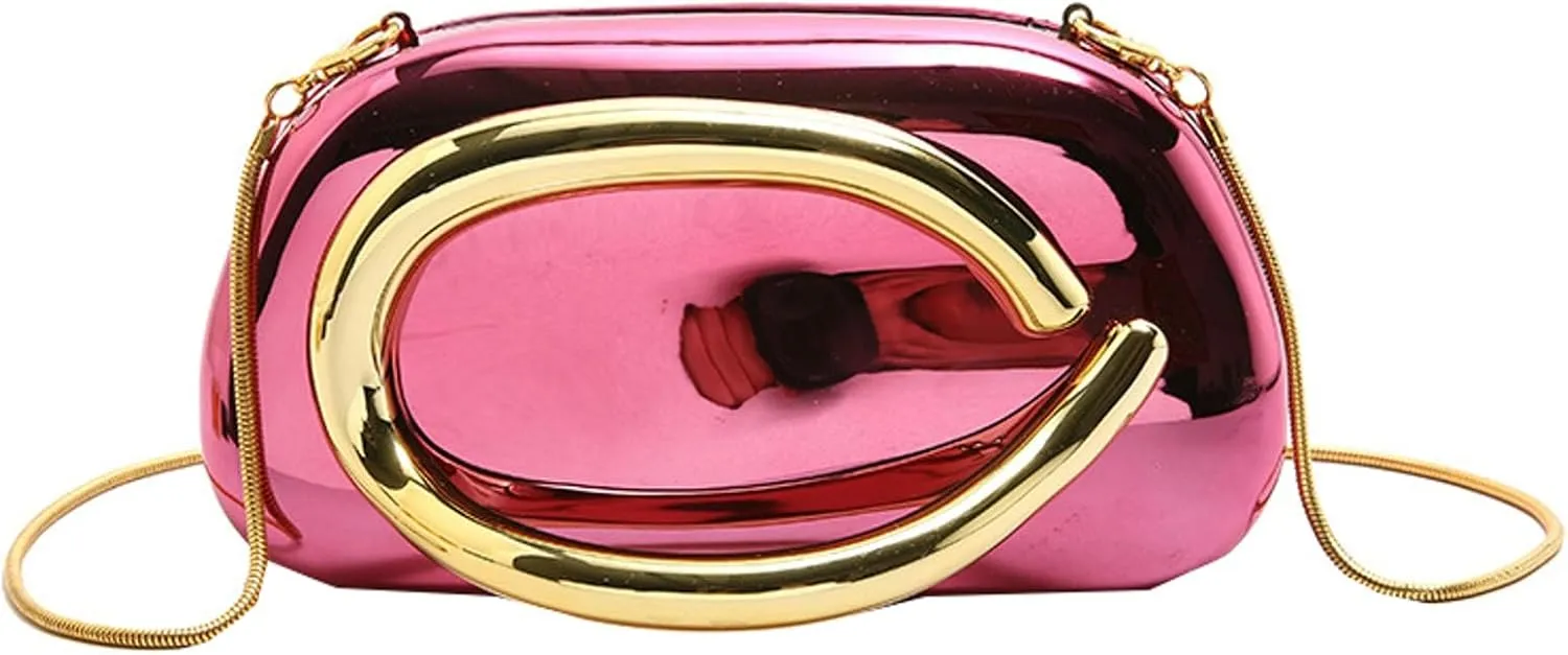 Elegant Women Glossy Acrylic Clutch Bag Glossy Chain Crossbody Dinner Shoulder Handbag Weddings Evening Purse