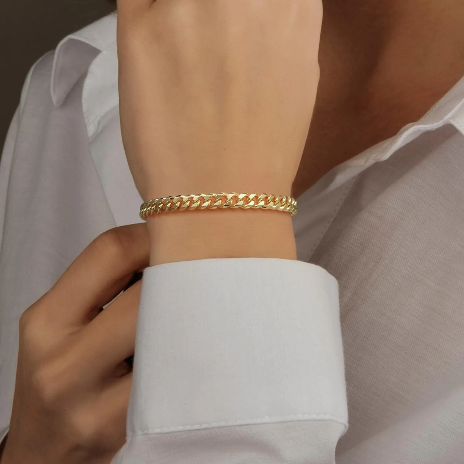 ERIN MARIE 14K Gold Bracelets for Women & Men Classic Dense Cuban Link Bracelet for Men Women??s Gold Chain Bracelets Jewelry Gifts 6.5'' 7'' 7.5'' 8'' 9''
