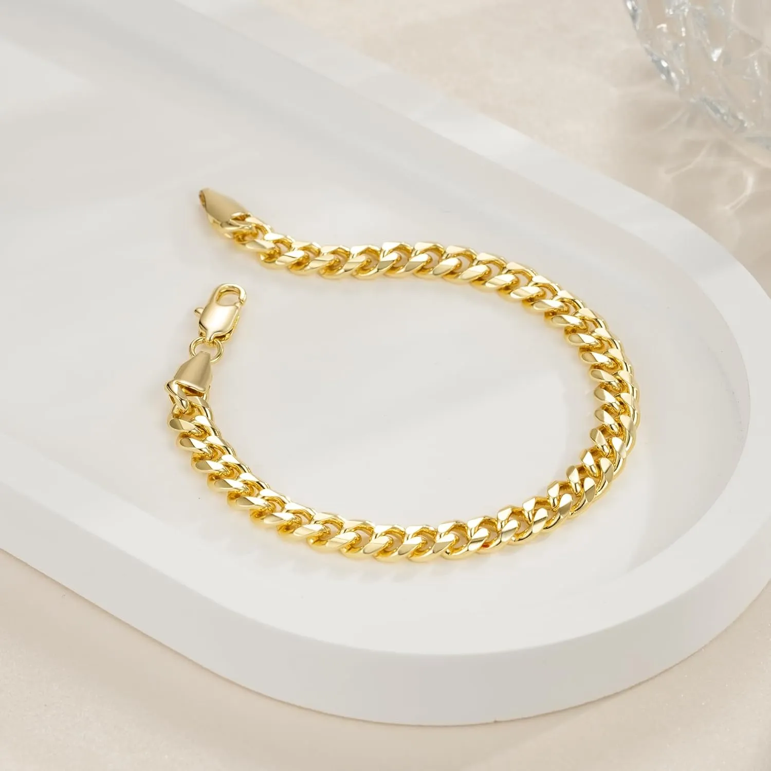 ERIN MARIE 14K Gold Bracelets for Women & Men Classic Dense Cuban Link Bracelet for Men Women??s Gold Chain Bracelets Jewelry Gifts 6.5'' 7'' 7.5'' 8'' 9''