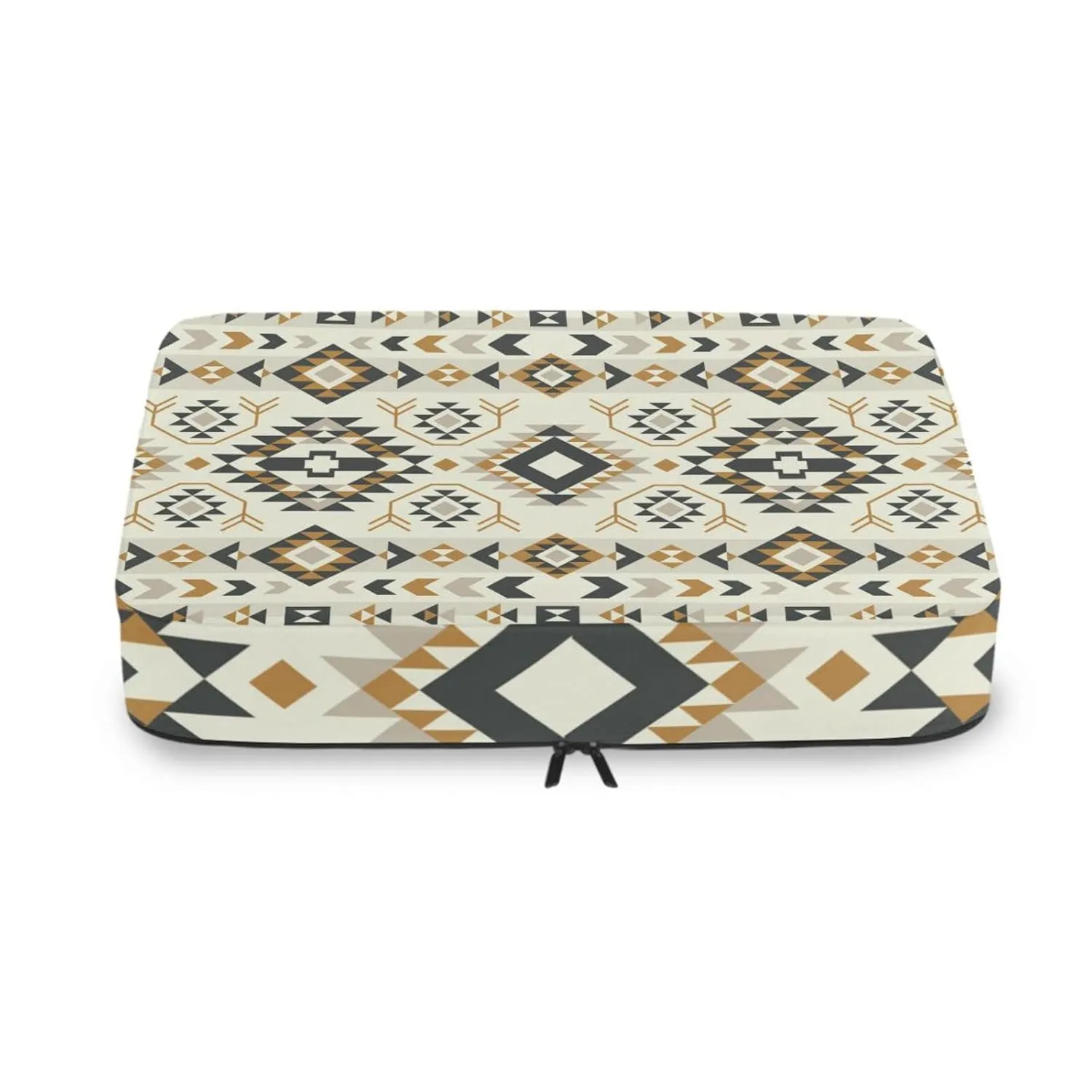 Ethnic Tribal Oriental Geometric Design 4 Set Packing Cubes, Travel Packing Organizers, 600D Oxford Cloth Toiletry Storage Bag, Luggage Mesh Bags for Accessories