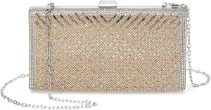 Evening Bags Clutch Purses for Women Formal, Crossbody Handbags Rhinestone Sequins Metal Clasp Purse Sparkly for Wedding Guest Party Gold