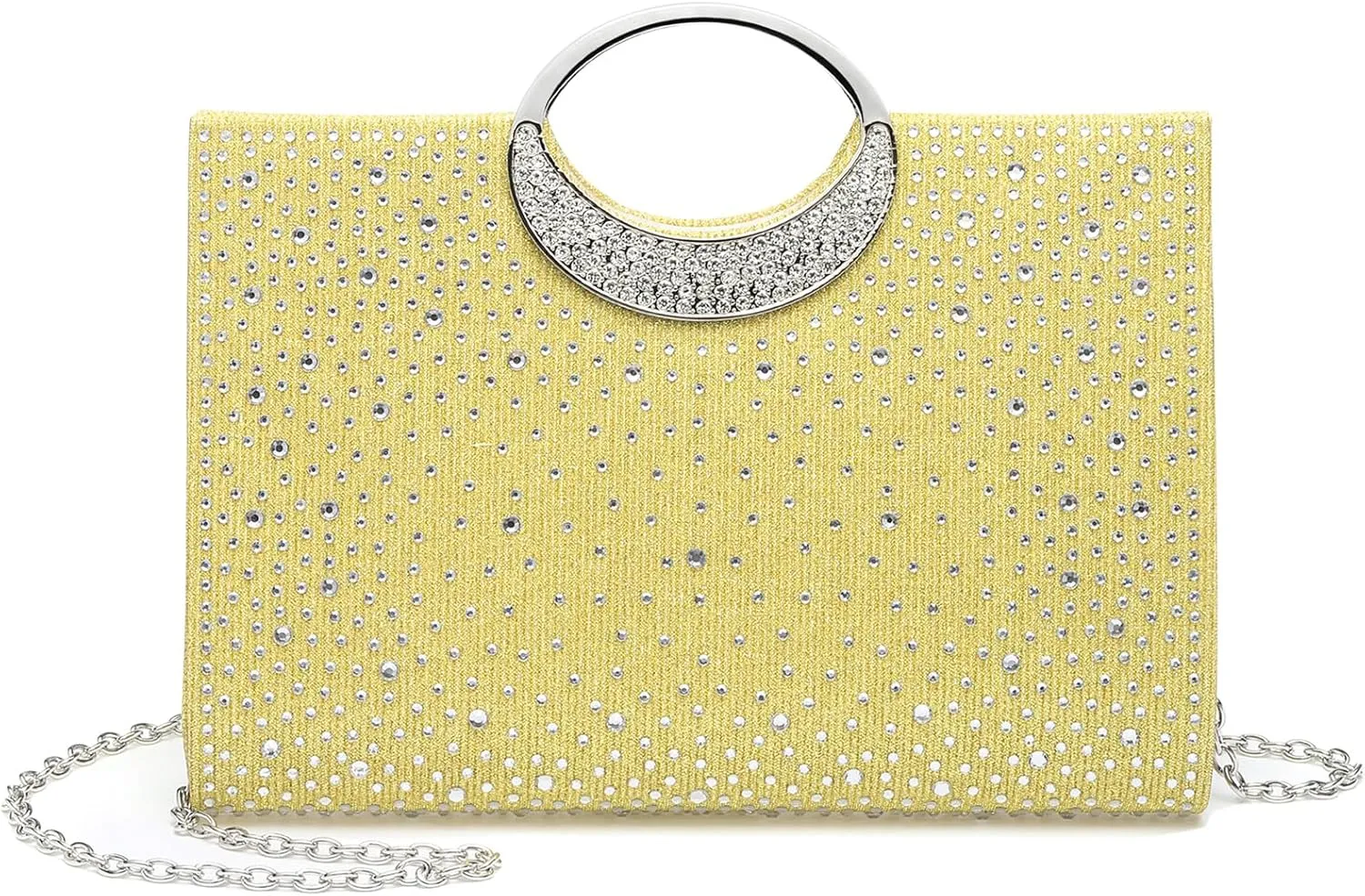 Evening Bags Clutch Purses for Women Formal, Rhinestone Handbags Purse CrossBody Handbag with Chain Sparkly for Wedding Guest Party, Gold