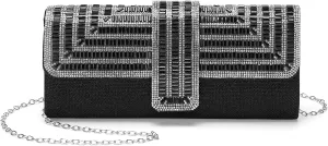Evening Bags Clutch Purses for Women Formal, Sequin Rhinestone Handbags Sparkly Stylish for Disco Wedding Guest Party Black