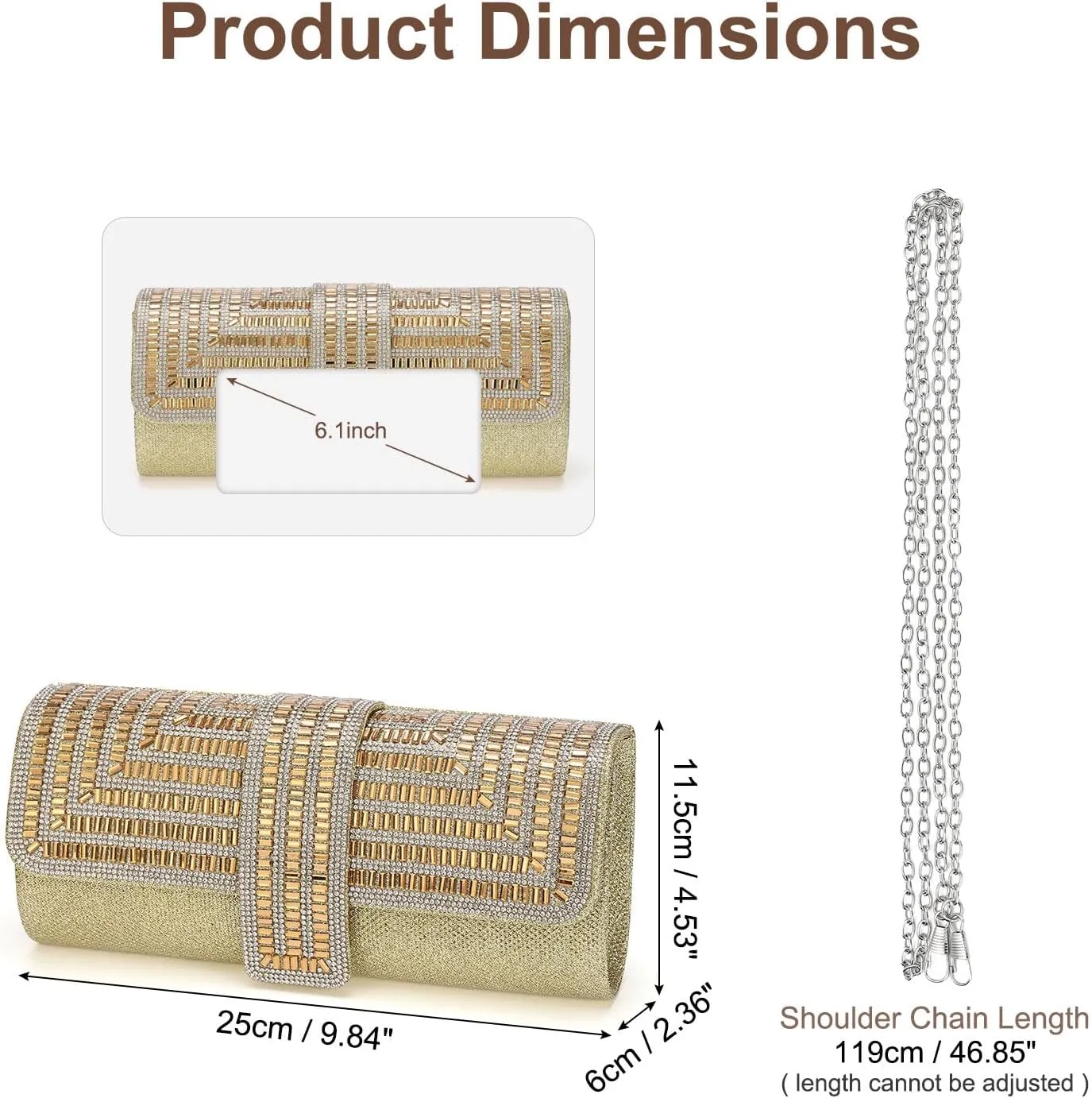 Evening Bags Clutch Purses for Women Formal, Sequin Rhinestone Handbags Sparkly Stylish for Disco Wedding Guest Party Gold