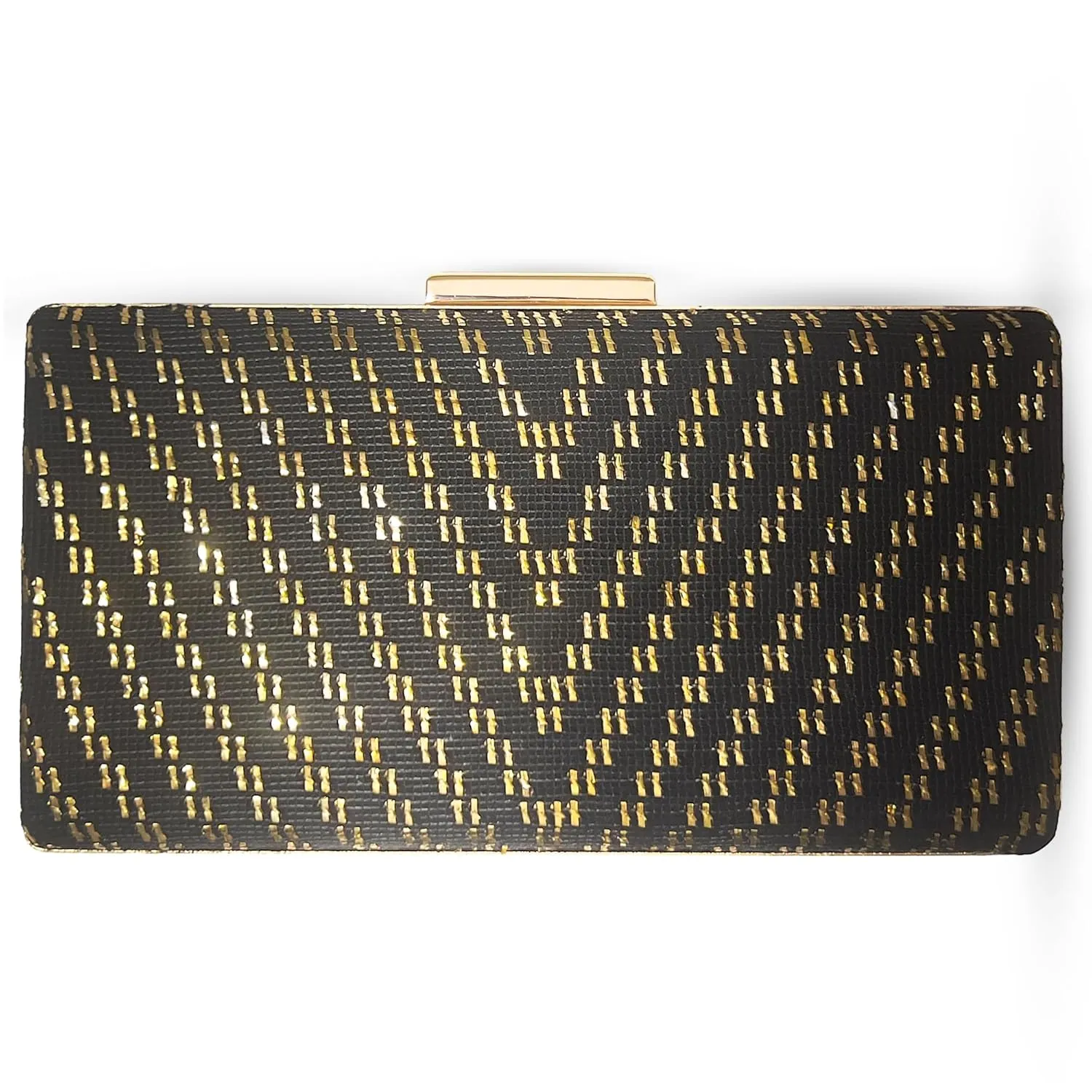 Evening Clutch Purse, Black and Gold Woven Pattern