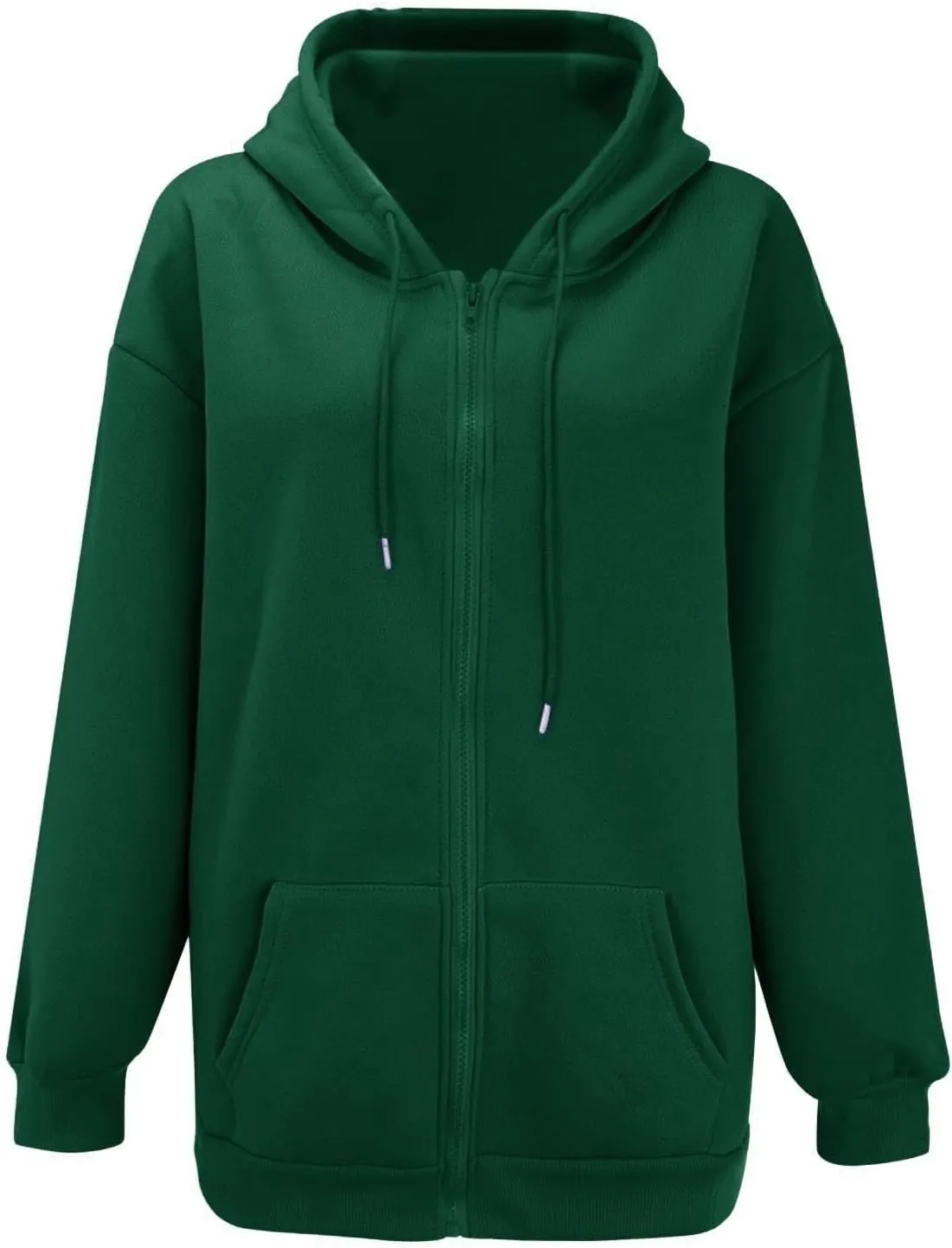 Fall Oversized Jackets for Women Casual Solid Color Zip Up Open Front Long Sleeve Hooded Coat Fashion Chunky Hoodies