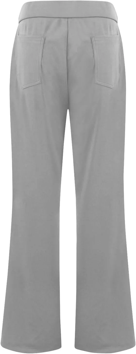 fanmpghleoo Pull On Dress Pants for Women Tummy Control Mini Flare Leggings with Pockets Stretchy Work Business Casual Slacks