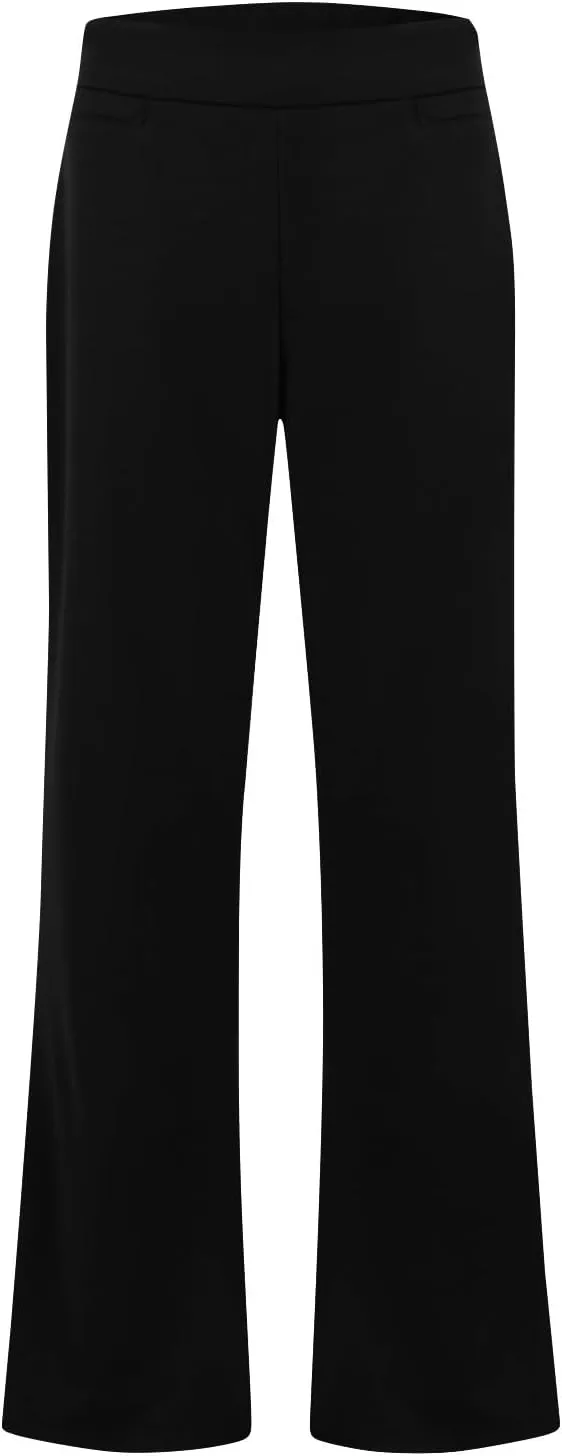 fanmpghleoo Pull On Dress Pants for Women Tummy Control Mini Flare Leggings with Pockets Stretchy Work Business Casual Slacks