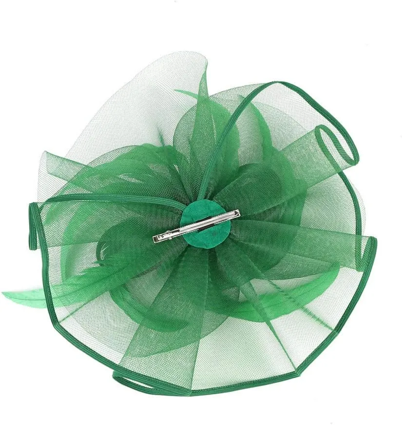 Fascinator Hats Flower Headband Feather Mesh Tea Party Wedding Hair Clip Headwear for Women