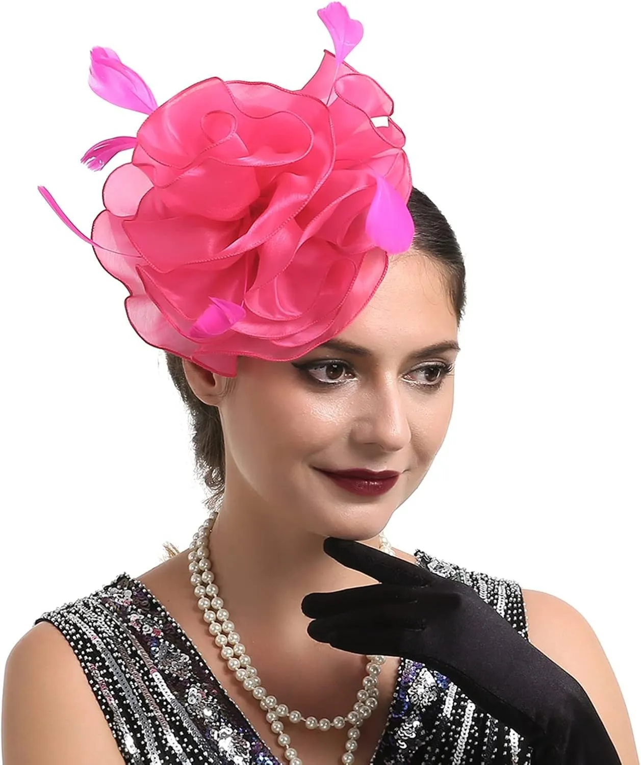 Fascinators Hat for Women Tea Party Pillbox Hat Feather Flower Headband Bridal Cocktail Hair Clip