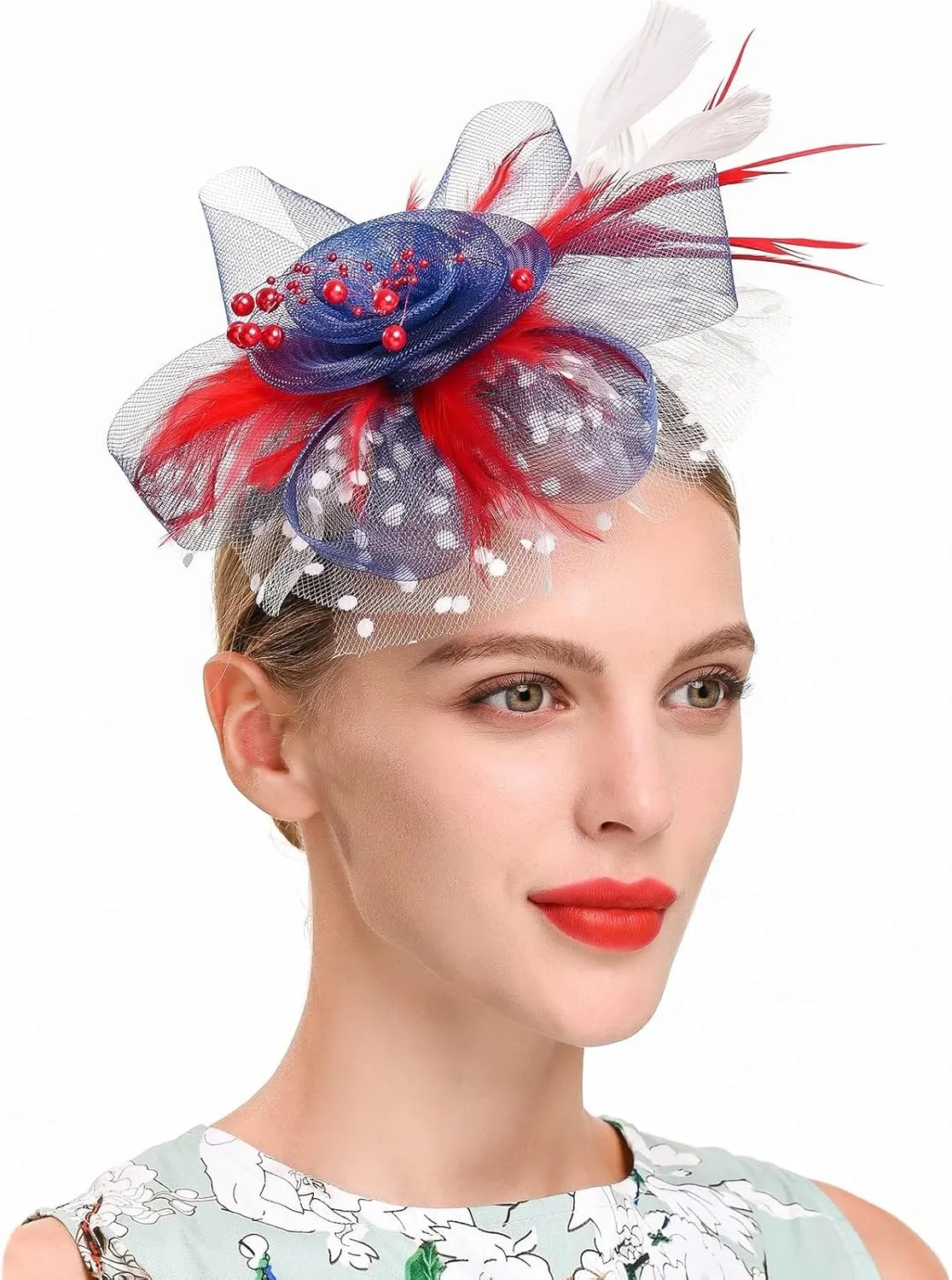 Fascinators Hat Headband Feather Flower Hair Clip Tea Party Wedding Headwear for Women Girls