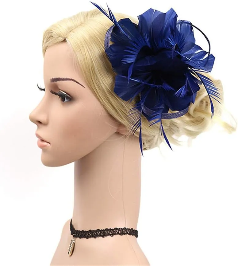 Fascinators Hat Headband Feather Flower Hair Clip Tea Party Wedding Headwear for Women Girls