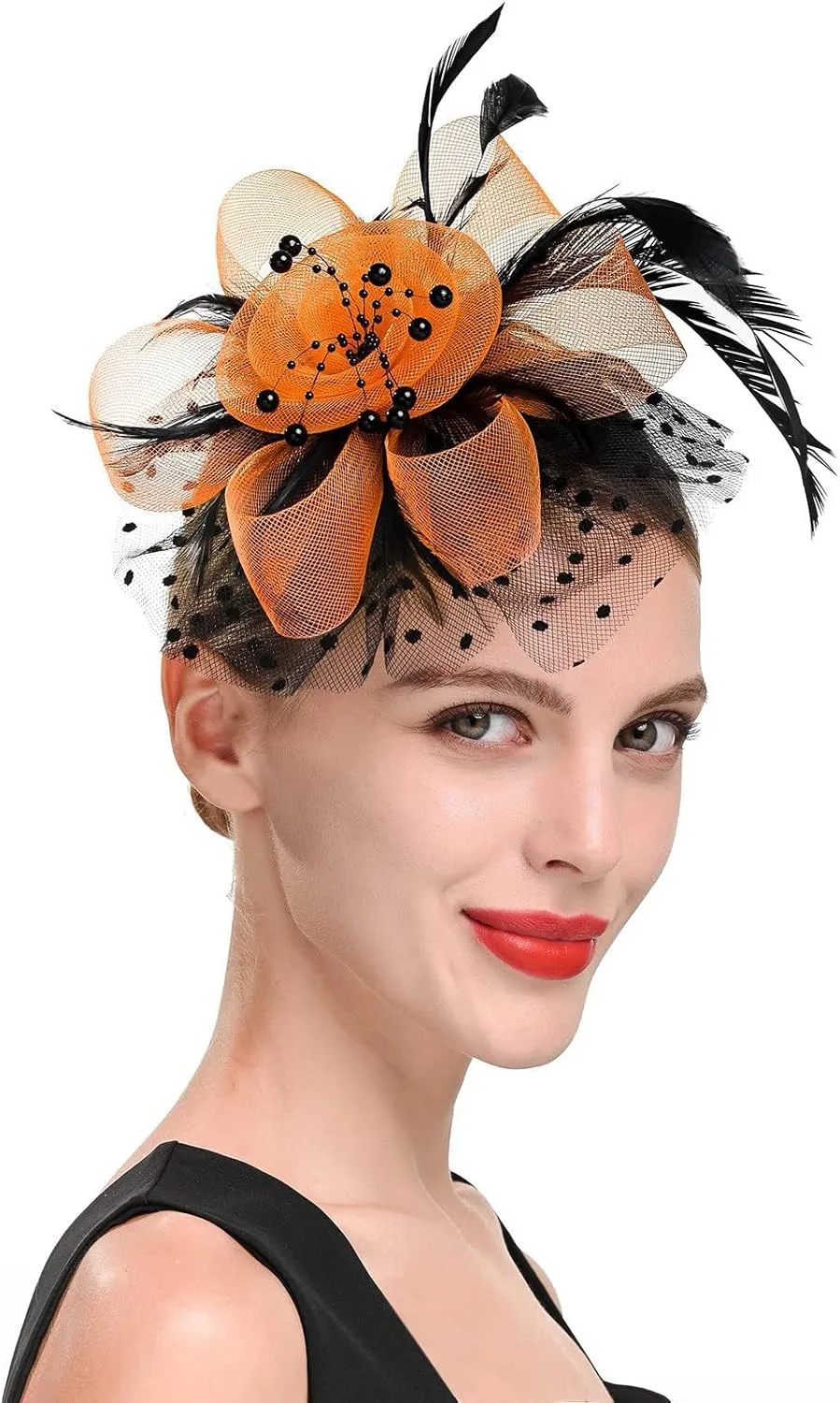 Fascinators Hat Headband Feather Flower Hair Clip Tea Party Wedding Headwear for Women Girls