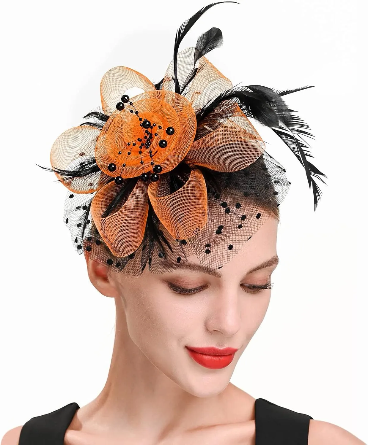 Fascinators Hat Headband Feather Flower Hair Clip Tea Party Wedding Headwear for Women Girls