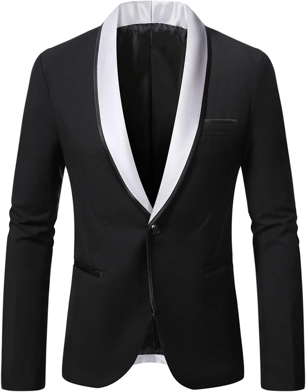 Finelylove Suit Jacket for Men Slim Fit Shawl Lapel One Button Sport Coat Dinner Party Prom Wedding Stlish Tuxedo Suits