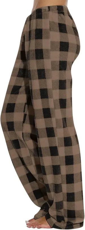 Flannel Pajama Pants Women Soft Cute Buffalo Plaid Pajama Pants Comfy Casual Elastic Waist Wide Leg Sleep Pants