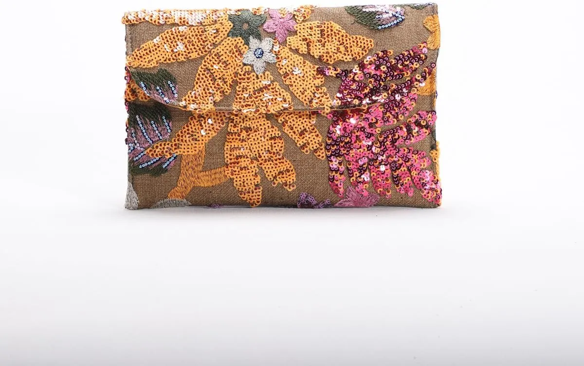 Floral Embroidery Party Purses Sequin Beaded Purse Y2k Summer Small Mini Clutch Bag Women