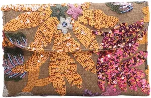 Floral Embroidery Party Purses Sequin Beaded Purse Y2k Summer Small Mini Clutch Bag Women