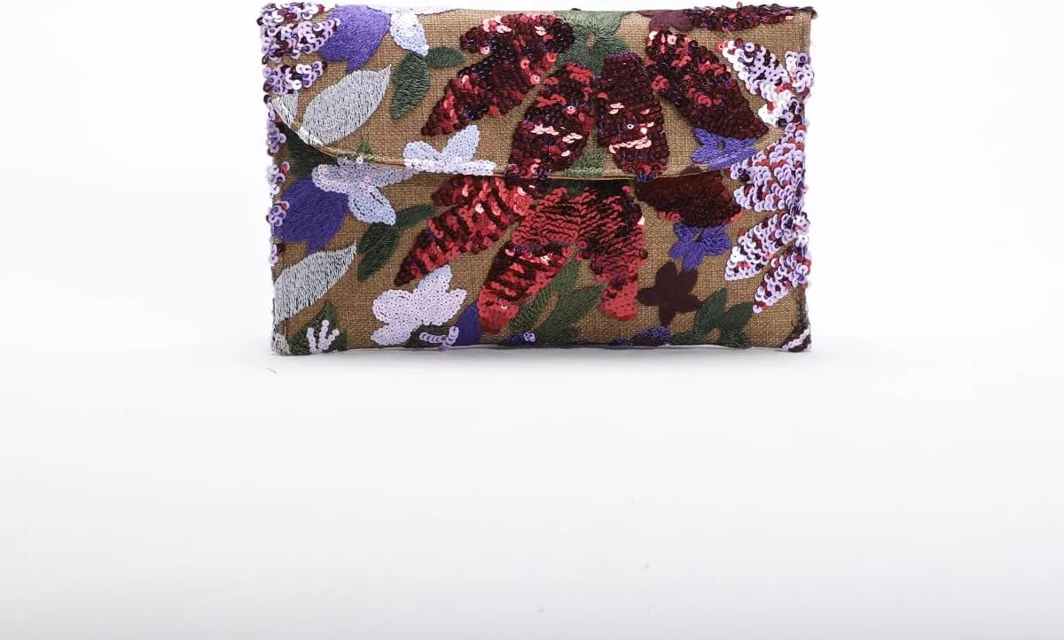 Floral Embroidery Party Purses Sequin Beaded Purse Y2k Summer Small Mini Clutch Bag Women