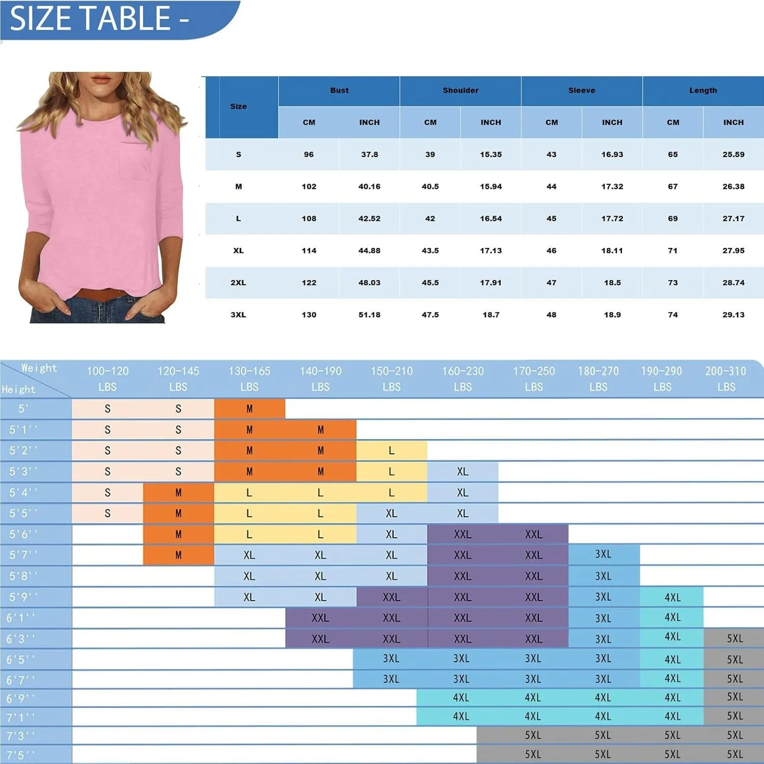 FONMA 3/4 Sleeve Tops for Women Casual Solid/Floral Printed Crewneck T Shirt Loose Fit Three Quarter Length Tunic Top Blouse