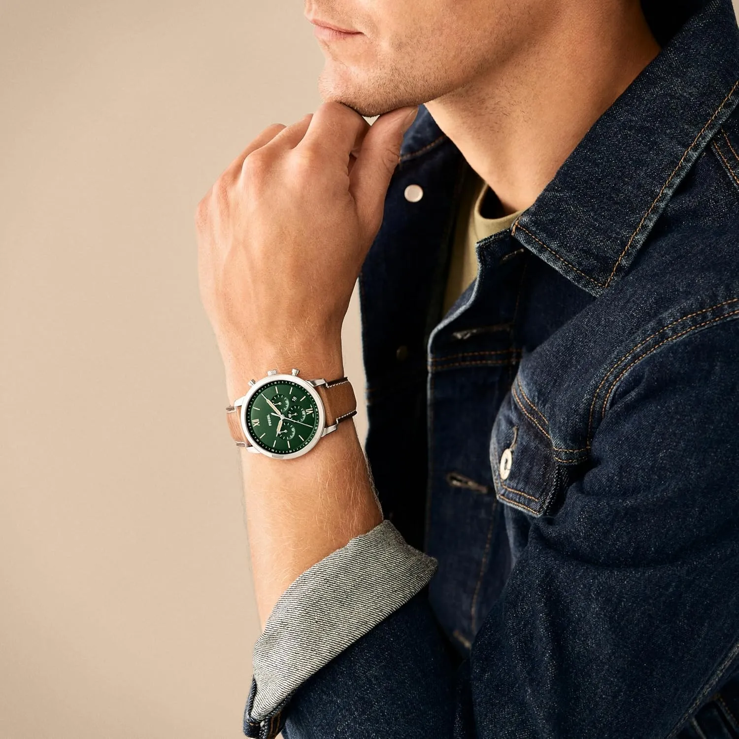 Fossil Men's Neutra Quartz Stainless Steel and Leather Chronograph Watch