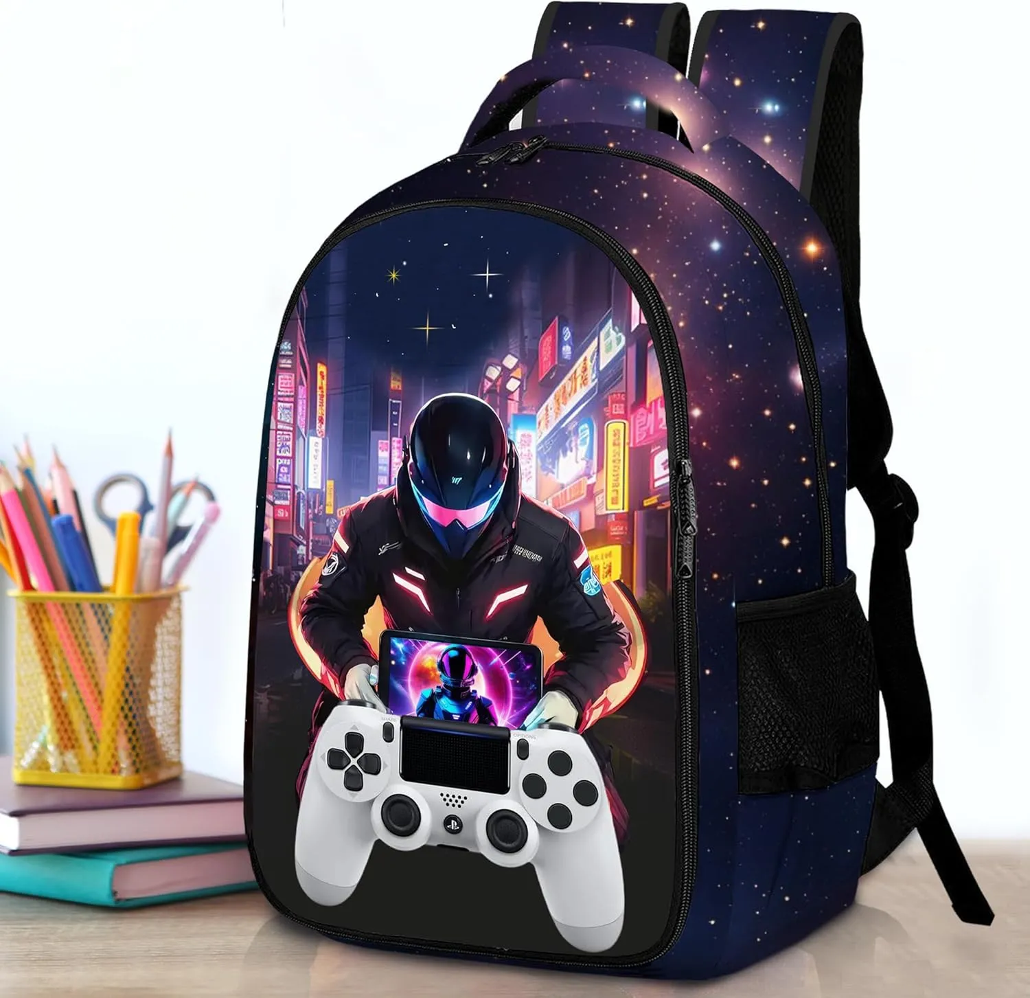 Game Backpack Set for Boys, Gaming Backpack 3 Pack, Boy Backpack Lunch Box, and Pencil Bag for Kids Teens Elementary Middle School Large Capacity Game School Bag 17" Travel Back Pack