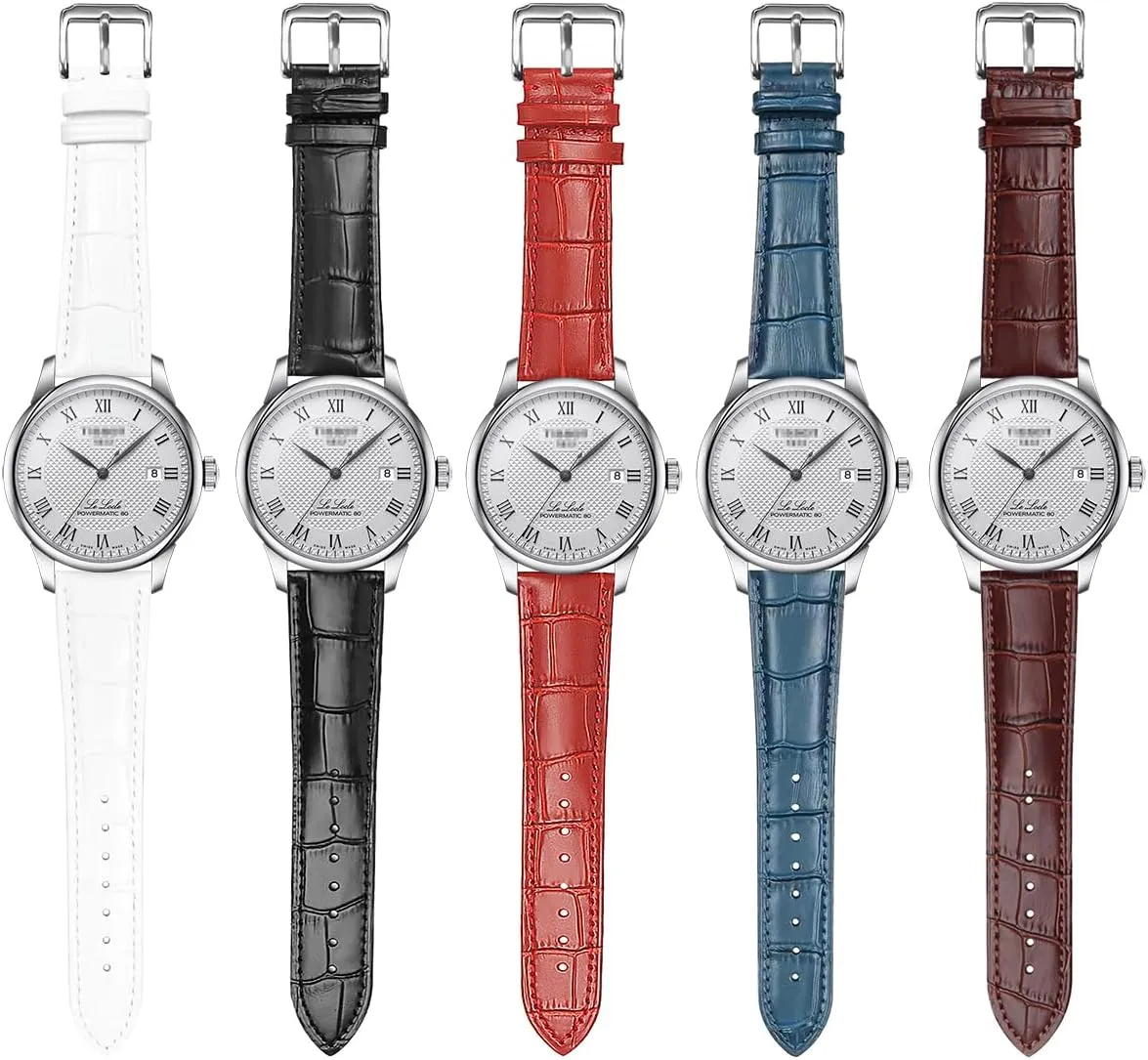 Genuine Leather Alligator Grain Watch Band Women Men Quick Release Bands Vintage Classic Wristbands Replacement Strap for 18mm 19mm 20mm 21mm 22mm 24mm