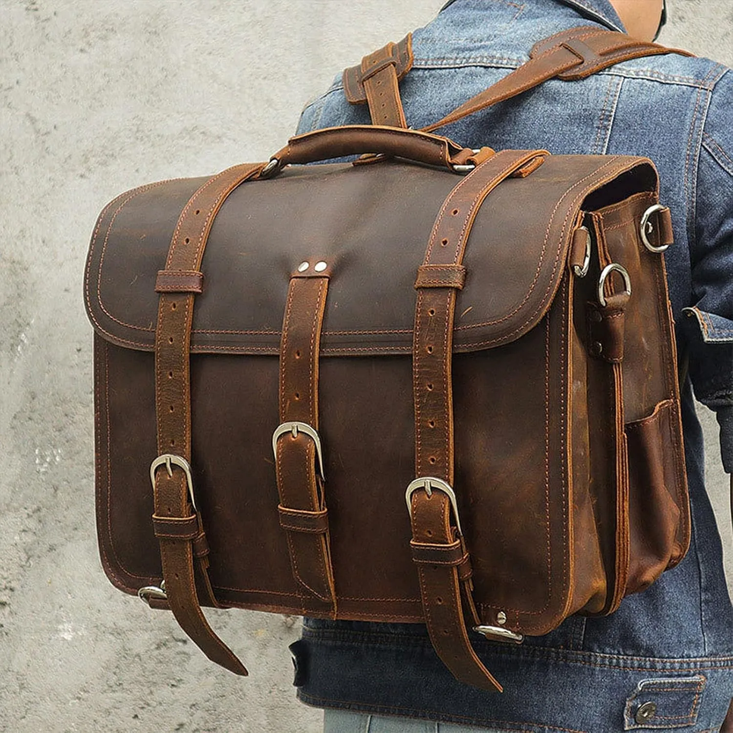 Genuine Leather Briefcase for Men, Business Travel Messenger Bags, Briefcases for Men (Color : Brown)