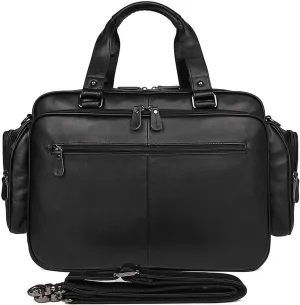 Genuine Leather Briefcase, Travel Luggage Shoulder Bags, Briefcases for Men, Mens Business Messenger Bags (Color : Black)