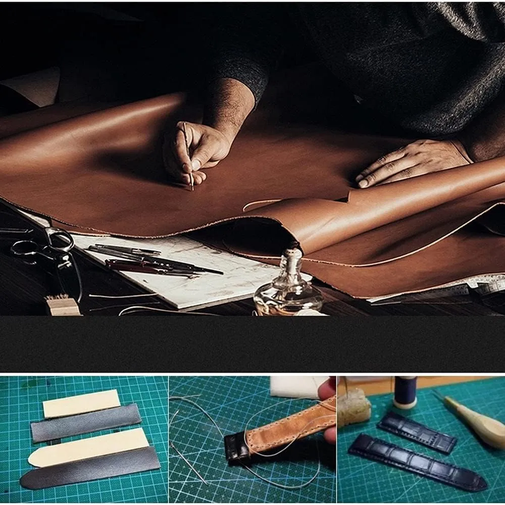 Genuine Leather Replacement Straps Compatible for Men's 24mm 26mm 28mm Spring Bar Diesel Leather Watch Band Strap with Stainless Steel Buckle