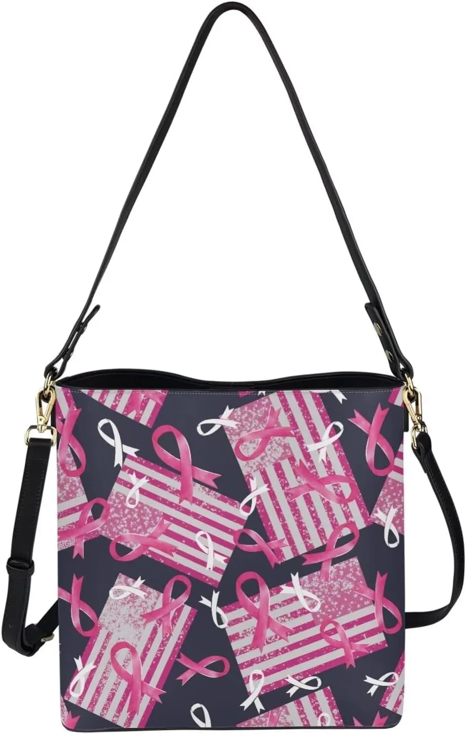 GIFTPUZZ Bucket Tote Bag Bucket Bags for Women Trendy Purses for Women Breast Cancer Gifts for Woman Pink Ribbons