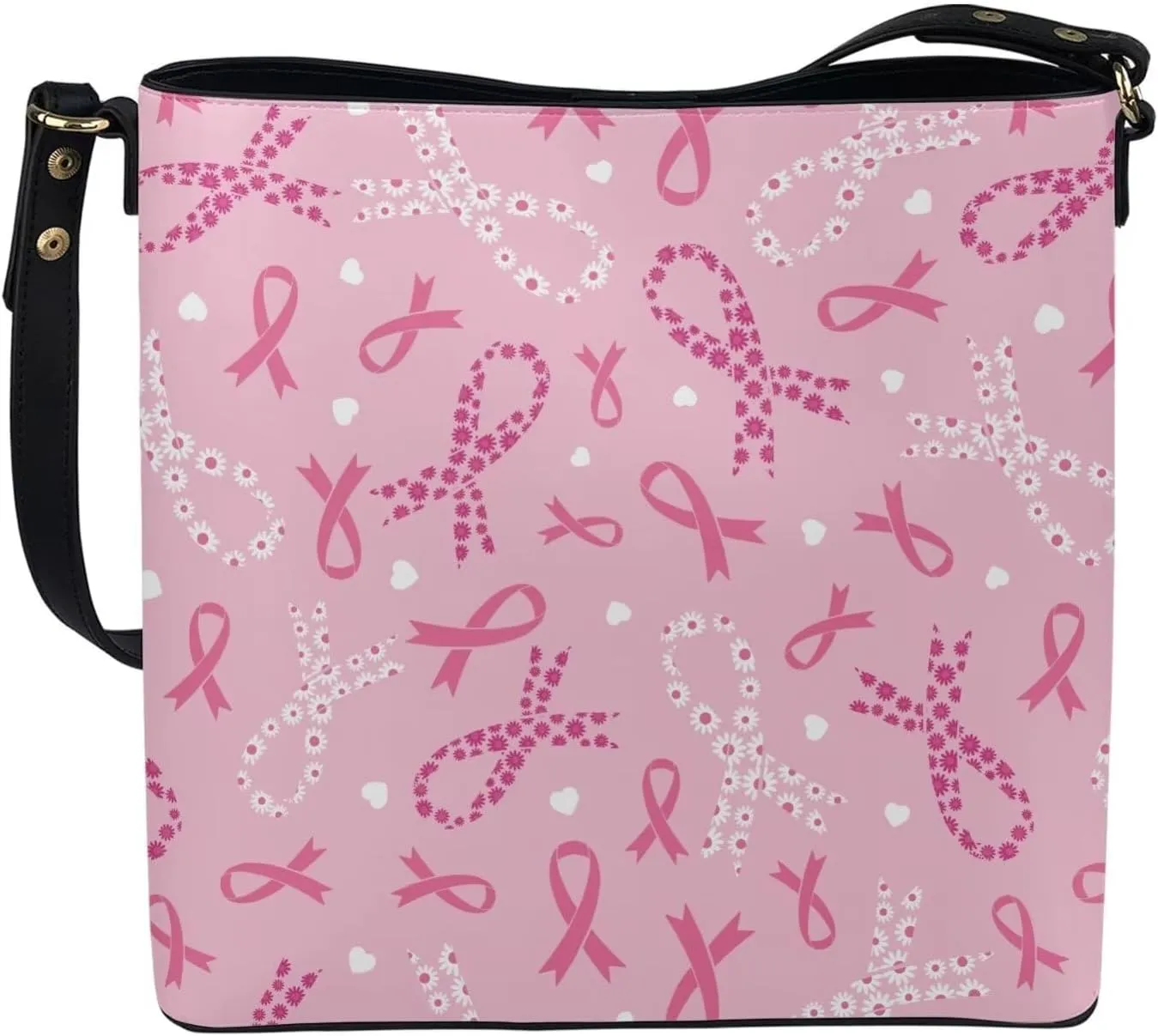 GIFTPUZZ Bucket Tote Bag Bucket Bags for Women Trendy Purses for Women Breast Cancer Gifts for Woman Pink Ribbons