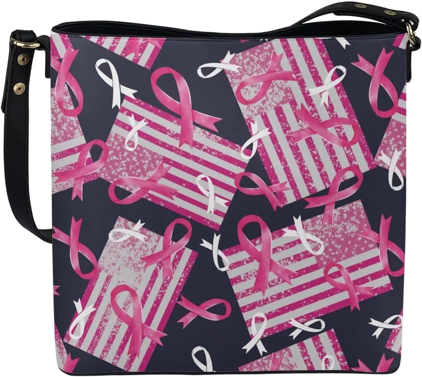 GIFTPUZZ Bucket Tote Bag Bucket Bags for Women Trendy Purses for Women Breast Cancer Gifts for Woman Pink Ribbons