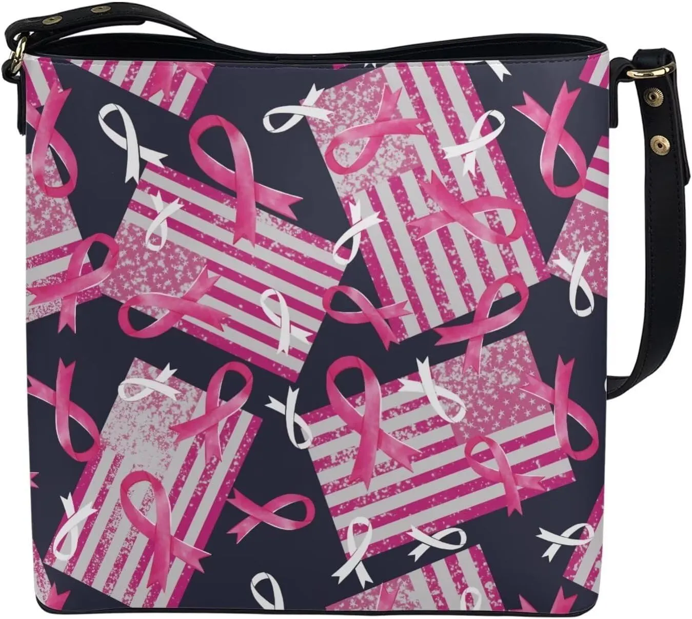 GIFTPUZZ Bucket Tote Bag Bucket Bags for Women Trendy Purses for Women Breast Cancer Gifts for Woman Pink Ribbons