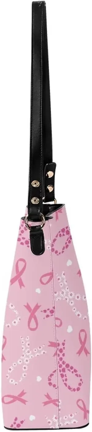 GIFTPUZZ Bucket Tote Bag Bucket Bags for Women Trendy Purses for Women Breast Cancer Gifts for Woman Pink Ribbons