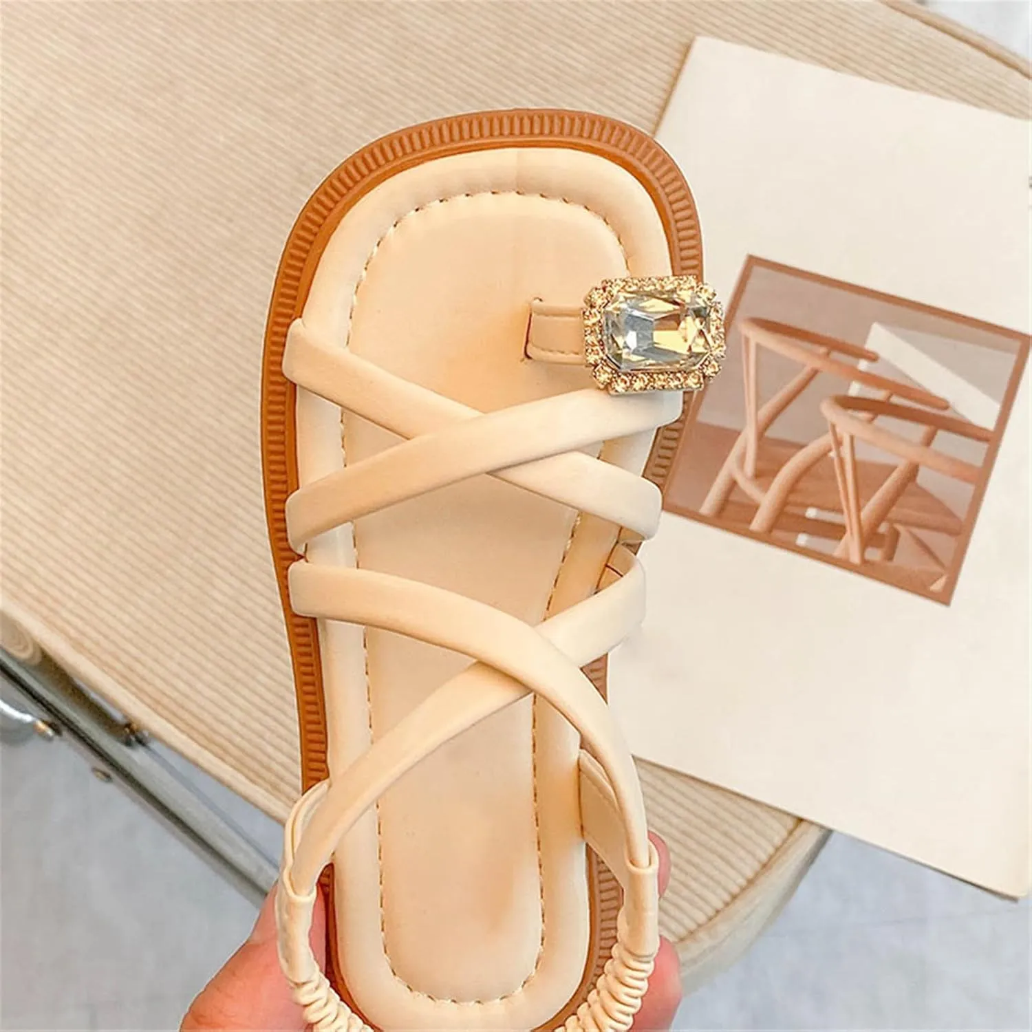 Girls Sandals Open Toe Cute No Heels Dress Sandals Strappy Design Summer Shoes Toddler/Little (Beige, 3 Big Kids)