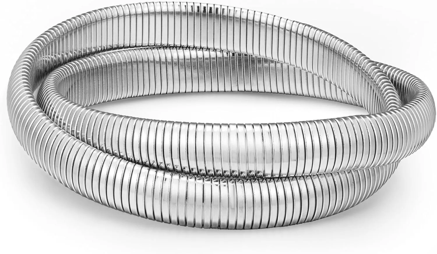 Gold Bangle Bracelets for Women Chunky Stretch Bracelets for Women 18K Gold Plated Stainless Steel Link Chain Bracelets Wide Gold Wristband Plus Size Bracelets Jewelry Gifts for Women