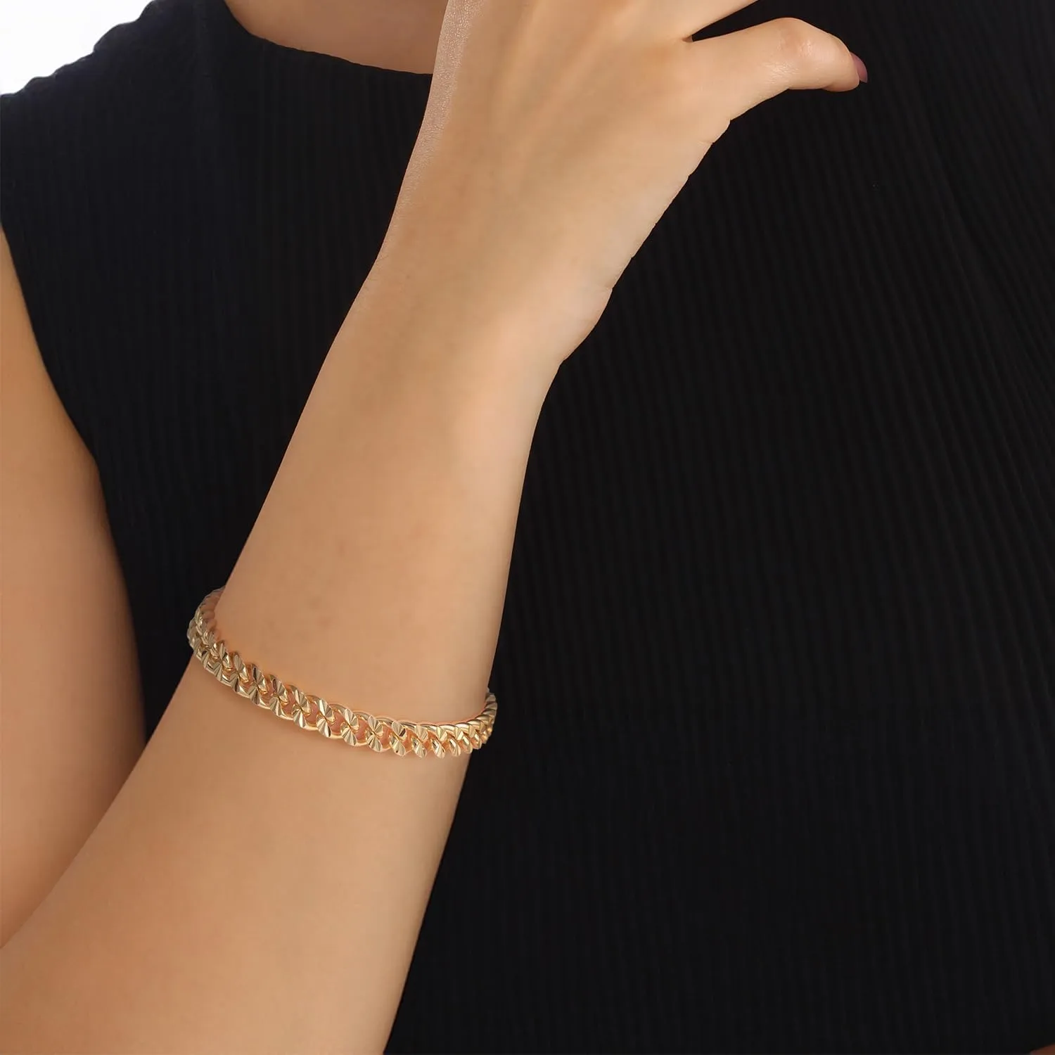 Gold Bracelets for Women Men Bracelet 14K Gold Cuban Link Chain for Men Womens Gold Bracelets Trendy Gold Chain Bracelet 7'' 7.5'' 8'' 8.5''