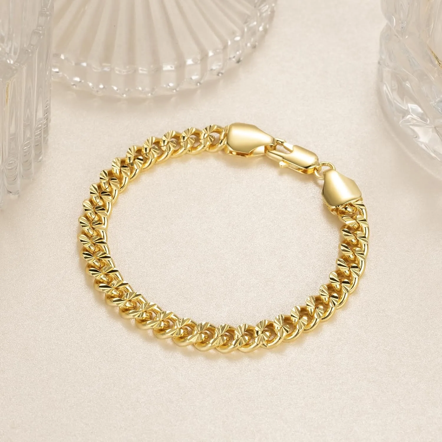 Gold Bracelets for Women Men Bracelet 14K Gold Cuban Link Chain for Men Womens Gold Bracelets Trendy Gold Chain Bracelet 7'' 7.5'' 8'' 8.5''