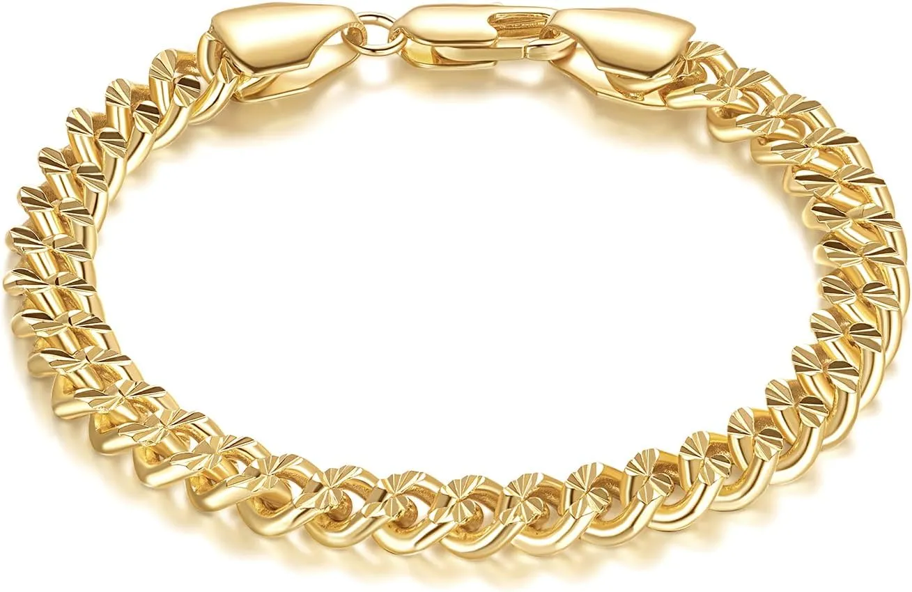 Gold Bracelets for Women Men Bracelet 14K Gold Cuban Link Chain for Men Womens Gold Bracelets Trendy Gold Chain Bracelet 7'' 7.5'' 8'' 8.5''