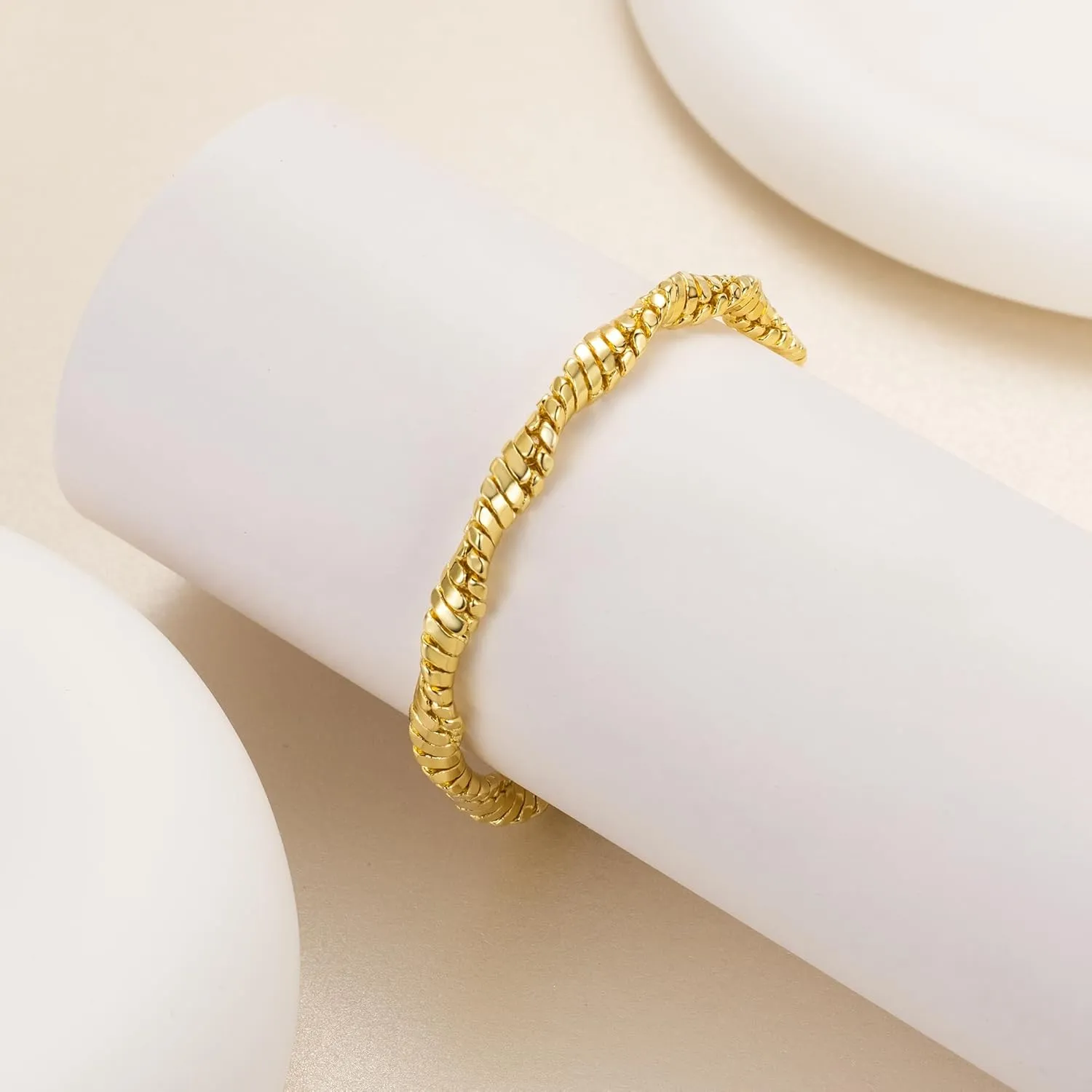 Gold Bracelets for Women Trendy Men Bracelet Twisted Water Wave Gold Chain Bracelet Gifts for Women Friends Mom Wife Jewelry 7/7.5/8/8.5 inches
