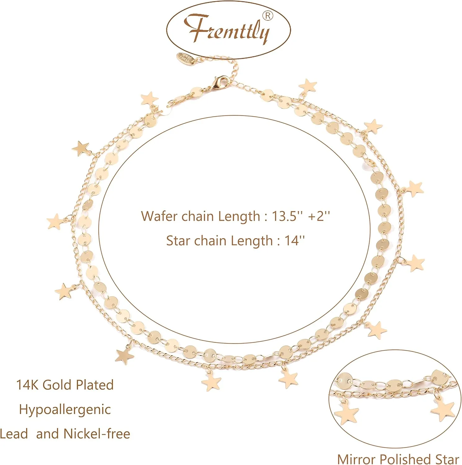 Gold Choker Necklaces 14K Gold Plated/Silver Disc Choker Necklaces Dangling Star Heart Pendant Necklaces Summer Beach Boho Necklaces Aesthetic Necklace Gift for Women