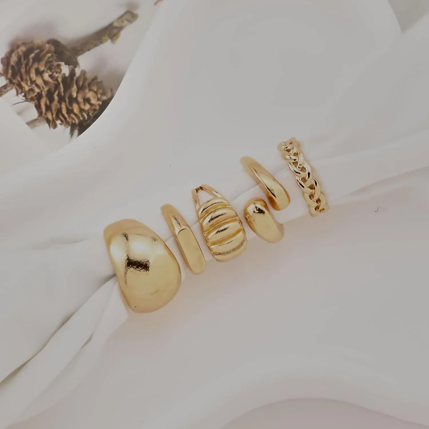 Gold Chunky Rings Set for Women - Stackable Knuckle Ring, Minimalist Finger Ring, Statement Thumb Ring - Jewelry Birthday Gifts for Teen Girls