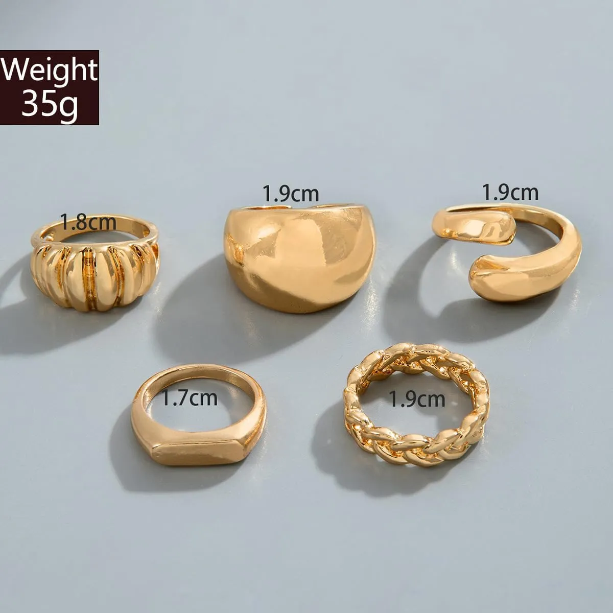 Gold Chunky Rings Set for Women - Stackable Knuckle Ring, Minimalist Finger Ring, Statement Thumb Ring - Jewelry Birthday Gifts for Teen Girls