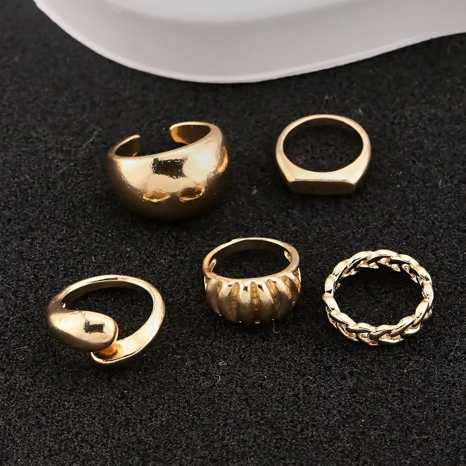 Gold Chunky Rings Set for Women - Stackable Knuckle Ring, Minimalist Finger Ring, Statement Thumb Ring - Jewelry Birthday Gifts for Teen Girls