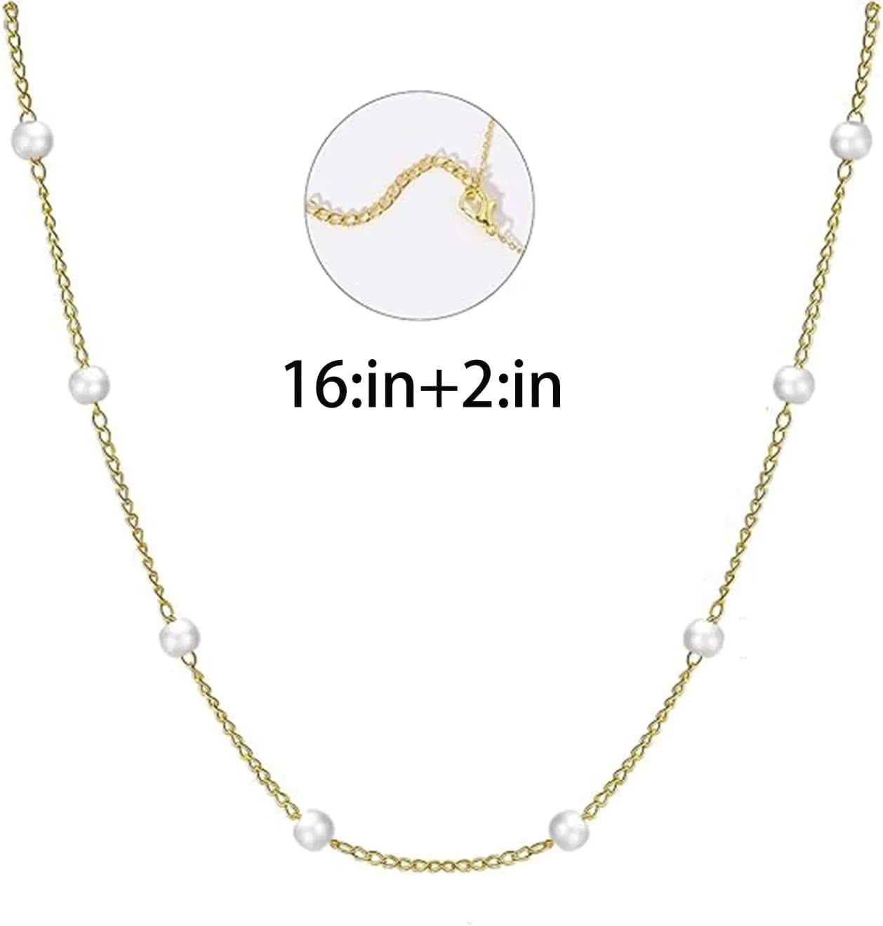 Gold Pearl Necklace for Women 14K Gold Plated Layered Pearl Necklaces Silver Choker Necklaces Every Jewels Dainty Silver Necklace Jewelry for Women