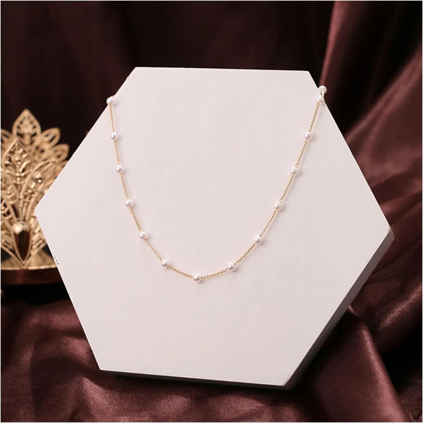 Gold Pearl Necklace for Women 14K Gold Plated Layered Pearl Necklaces Silver Choker Necklaces Every Jewels Dainty Silver Necklace Jewelry for Women